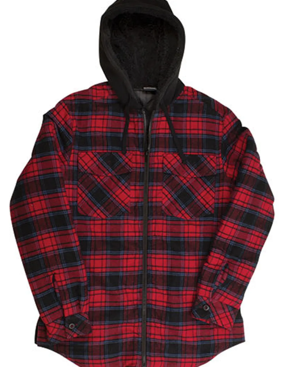 BU8620 Burnside Herren Flannel Jacke mit Kapuze Sherpa-Futter