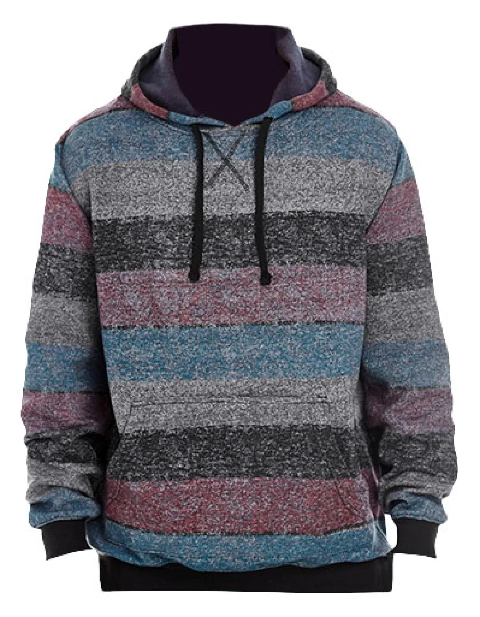 BU8603 Burnside Kapuzenpullover mit gedruckten Streifenmuster meliert Hoodie
