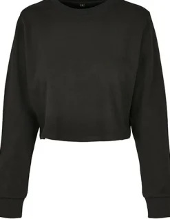BY131 Build Your Brand Damen Frottee Sweatshirt Rundhals abgeschnitten bauchfrei