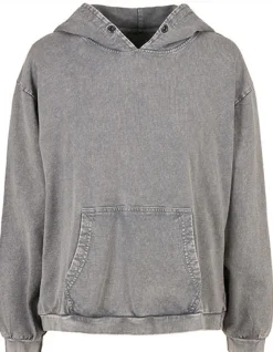 BY194 Build Your Brand Damen Kapuzensweatshirt in Übergröße-Schnitt säurewaschung