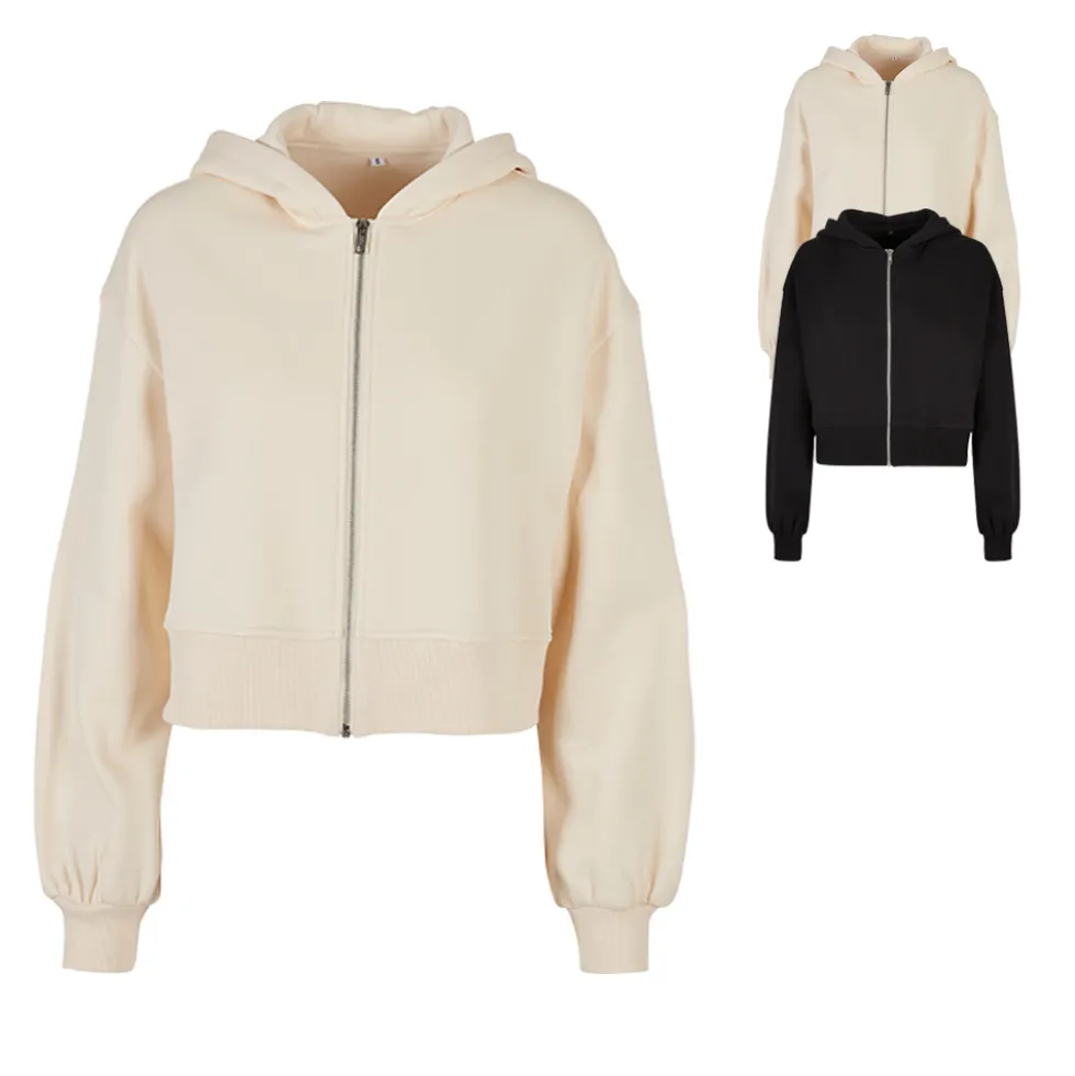 BY237 Build Your Brand Damen kurze Sweatjacke in Oversize-Passform
