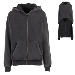 BY299 Build Your Brand Damen schwere Kapuzen-Sweatjacke Vintage-Stil