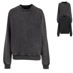 BY301 Build Your Brand Damen schweres Rundhals-Sweatshirt Vintage-Stil