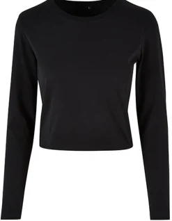 BY261 Build Your Brand Damen T-Shirt langarm knapp bauchfrei