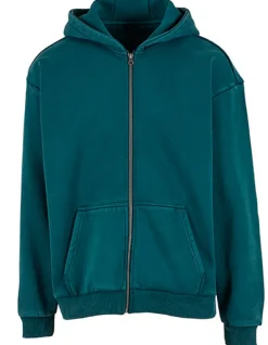 BY295 Build Your Brand schwere Kapuzen-Sweatjacke Vintage-Stil