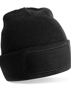 CB445R Beechfield Strickmütze mit Aufnäher aus Polyester