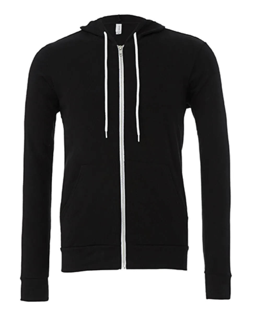 CV3739 Canvas Kapuzenjacke mit Zugband und durchgehendem weißen Metall-Reißverschluss