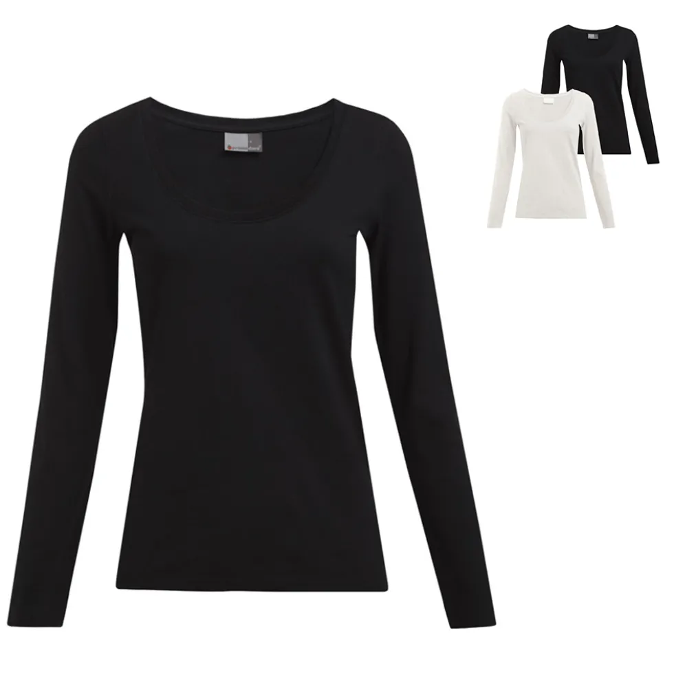 E4085 Promodoro Damen Slim-Fit-Schnitt T-Shirt Langarm