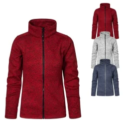 E7725 Promodoro Damen Strickfleece Jacke mit Stehkragen C+