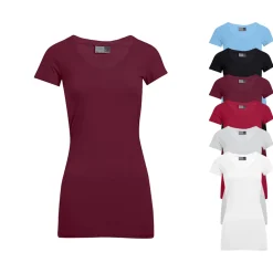 E3087 Promodoro Damen V Ausschnitt T-Shirt Lang Figurbetont