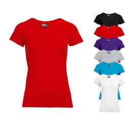 E3086 Promodoro Damen V Ausschnitt T-Shirt Figurbetont Kurzarm