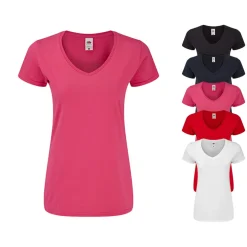 F274 Fruit of the Loom Damen Iconic 150 V-Ausschnitt T-shirt