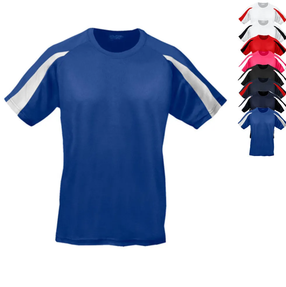 JC003J Just Cool Kinder Sportshirt Trainingsshirt mit Kontrast-Einsätzen an den Ärmeln