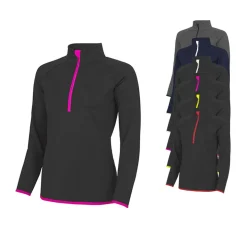 JC036 Just Cool Damen Pullover Sweatshirt mit halbem Reißverschluss