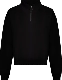 JH037 Just Hoods Damen kurz geschnittenes Sweatshirt mit 1/4-Reißverschluss