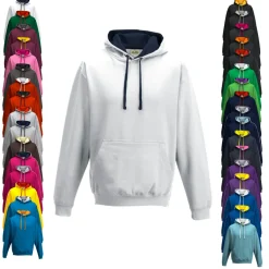 JH003 Just Hoods Varsity Kapuzenpullover mit doppellagiger Kapuze mit kontrastfarbener Innenseite Hoodie