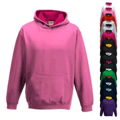 JH003K Just Hoods Kinder Kapuzenpullover mit doppellagiger Kapuze mit kontrastfarbener Innenseite Hoodie