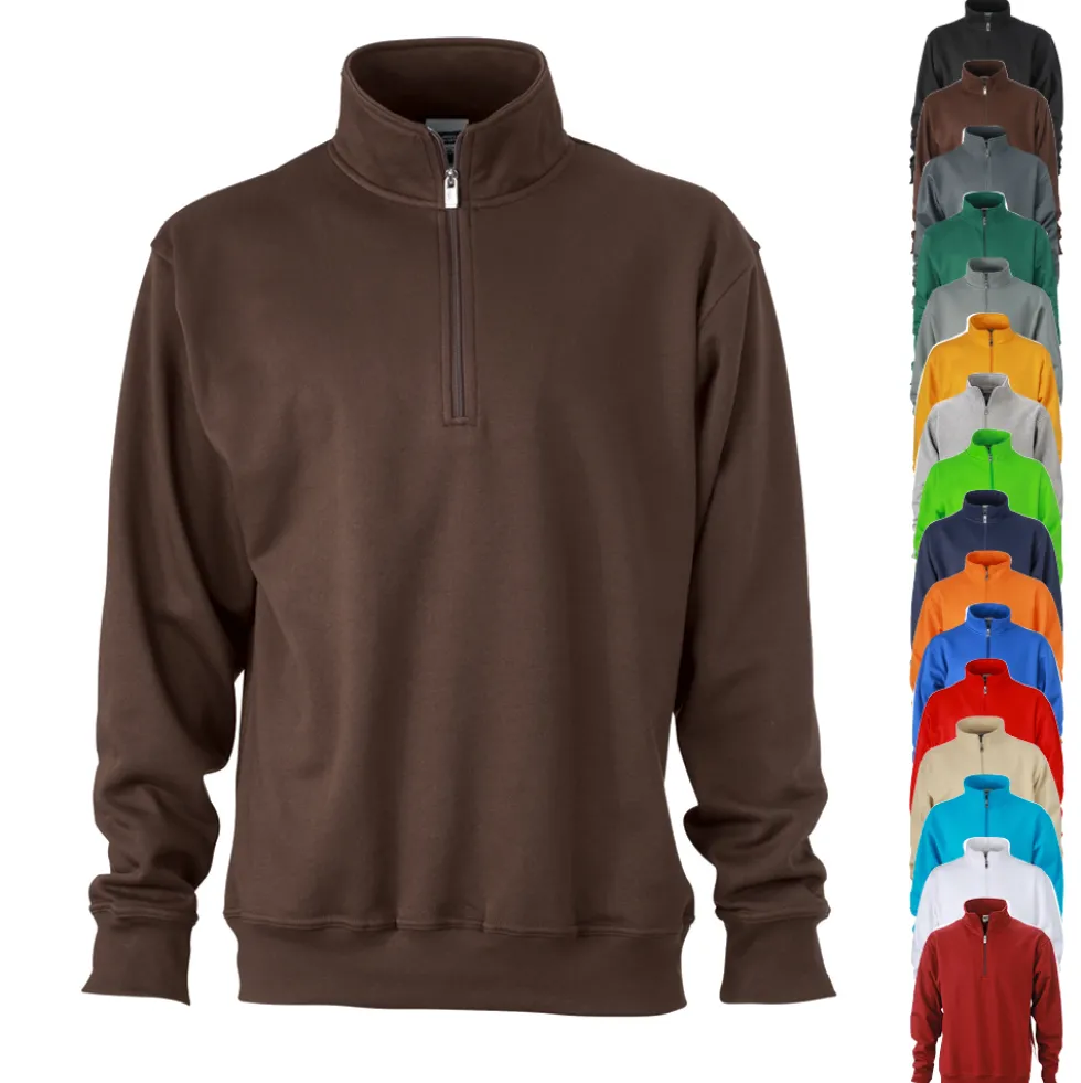 JN831 James+Nicholson Arbeitskleidung Sweatshirt 1/2 Reißverschluss