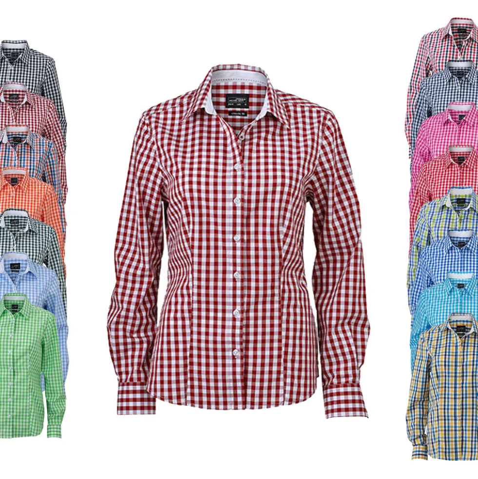 JN616 James+Nicholson Damen karierte Bluse