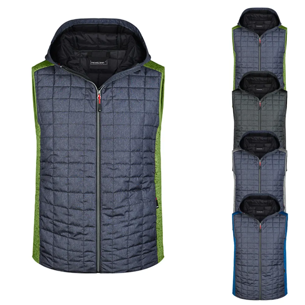 JN768 James+Nicholson Herren Hybrid Strickfleeceweste