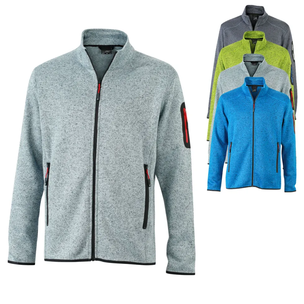 JN762 James+Nicholson Herren Strickfleecejacke