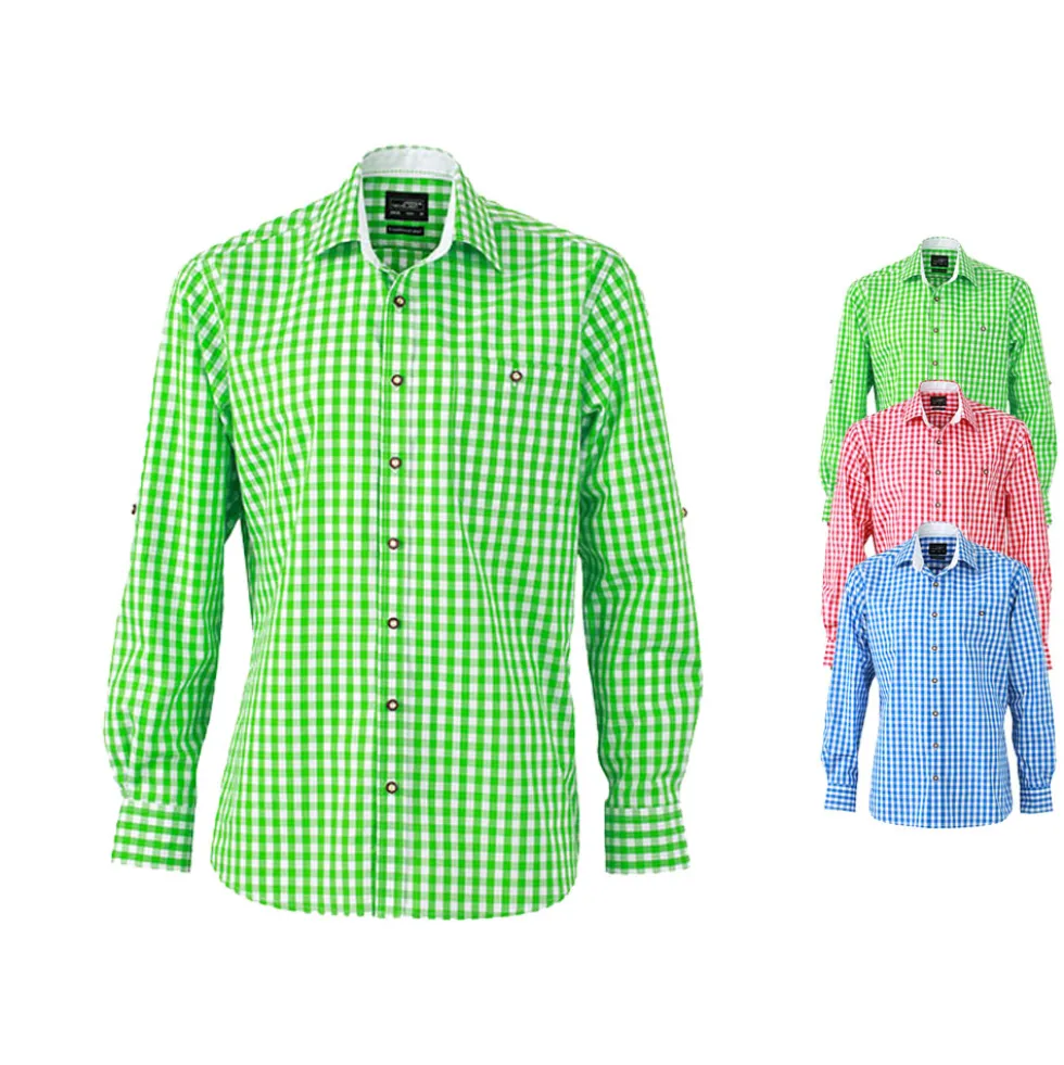 JN638 James+Nicholson Herren Traditionell Hemd