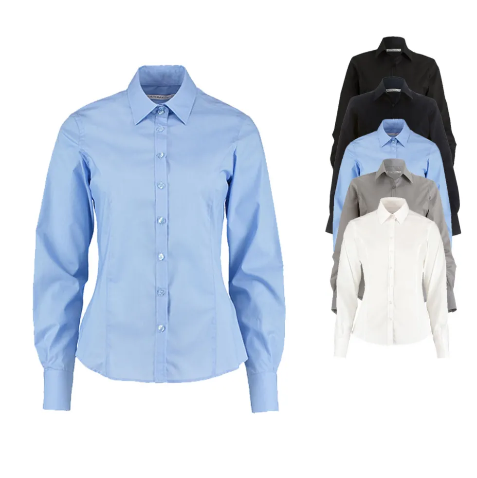 K743F Kustom Kit Damen Bluse Langarm Bügelleicht
