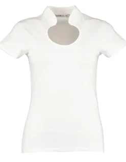 K755 Kustom Kit Bluse mit Asiakragen und Keyhole-Ausschnitt