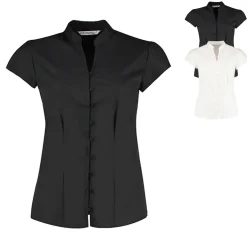 K727 Kustom Kit Damen Bluse Kurzarm Bügelleicht eng anliegend