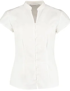 K727 Kustom Kit Damen Bluse Kurzarm Bügelleicht eng anliegend