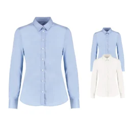 K782 Kustom Kit Damen Blus Langarm mit verstellbaren Ärmelbündchen und Knopfmanschette