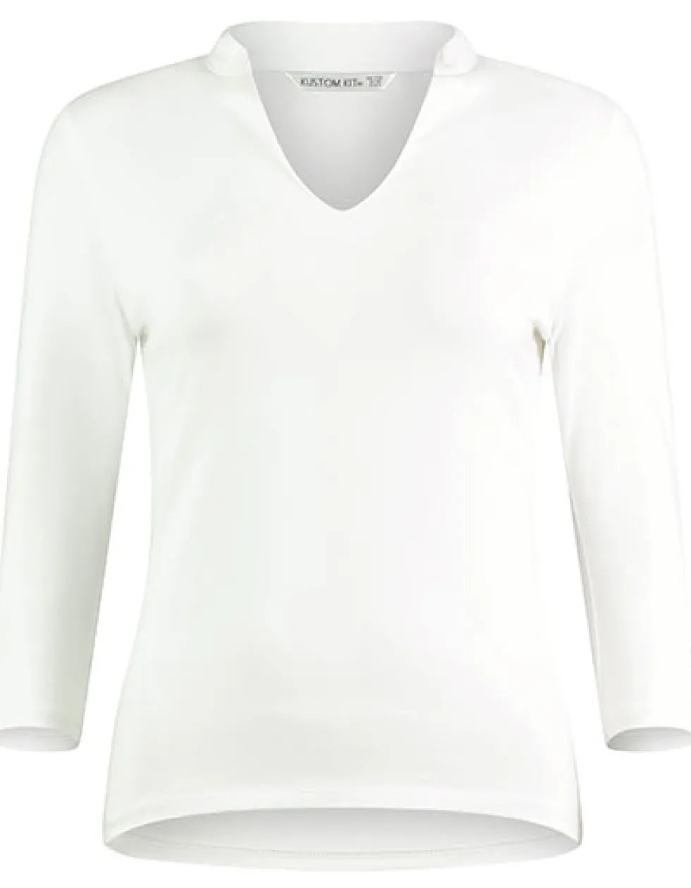 K785 Kustom Kit Damen Shirt 3/4-Ärmel mit Mandarin-Stehkragen