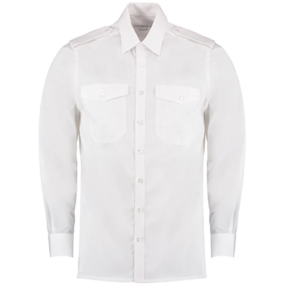 K134 Kustom Kit Herren Hemd Langarm Pilot Shirt