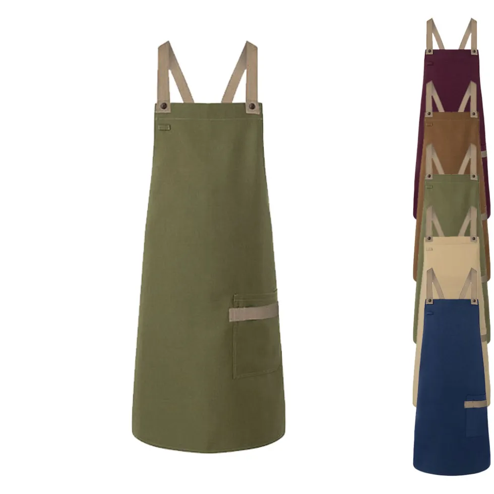 KY119 Karlowsky Latzschürze Urban-Look mit Kreuzbändern und Tasche