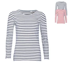 L01403 SOL´S Damen Langarm T-Shirt Marine Gestreift