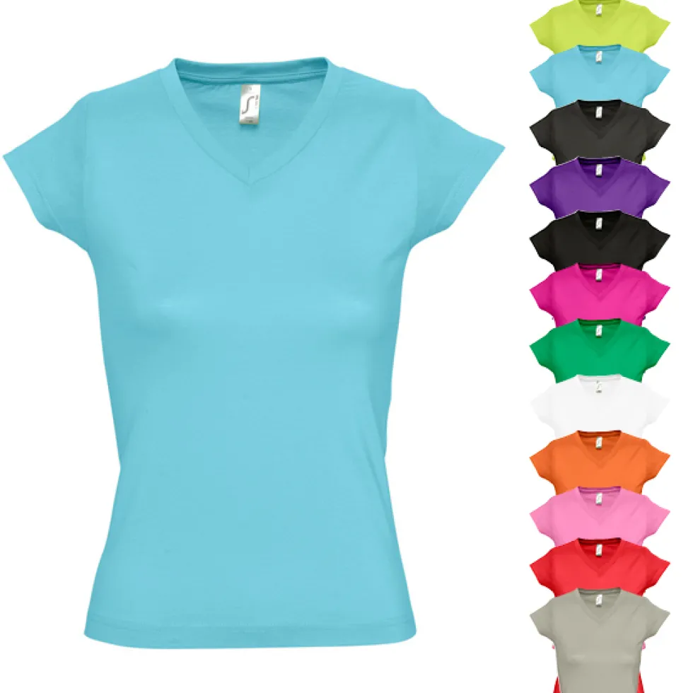 L156 SOL´S Damen V-Ausschnitt T-Shirt Moon