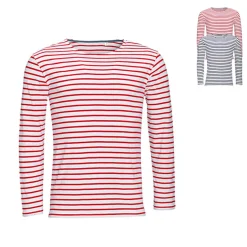 L01402 SOL´S Herren Langarm T-Shirt Marine Gestreift