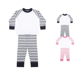 LW072 Larkwood Baby Schlafanzug gestreift
