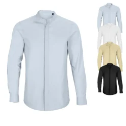 NB3792 NEOBLU Herren Hemd Mandarinkragen Bart