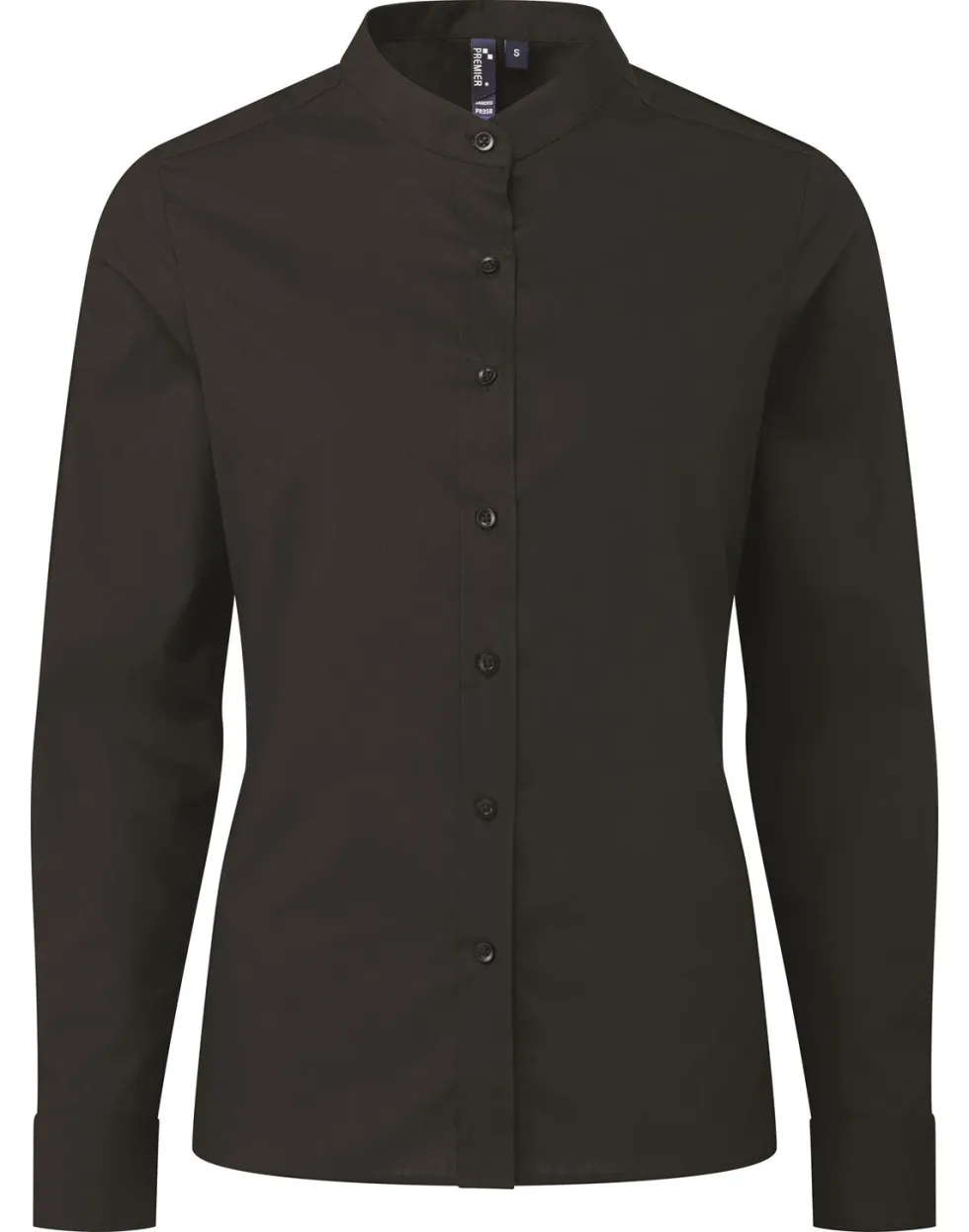 PW358 Premier Workwear Damen Bluse „Großvater“-Stehkragen langarm