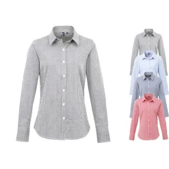 PW320 Premier Workwear Damen Hemd Langarm im beliebten Vichy-Muster