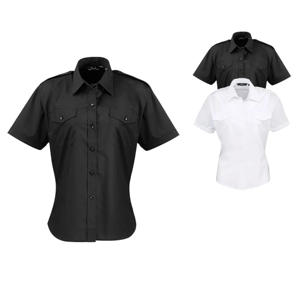 PW312 Premier Workwear Damen Piloten Bluse kurzarm