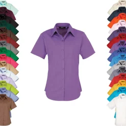 PW302 Premier Workwear Damen Poplin kurzarm Bluse (Damenbluse/Kurzarm)