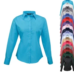 PW300 Premier Workwear Damen Poplin langarm Bluse (Damenbluse/Langarm)