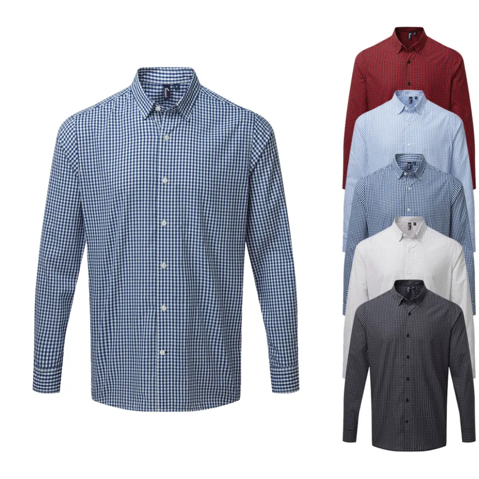 PW252 Premier Workwear Herren Hemd Langarm mit Ein-Knopf-Manschette und Ärmelschutz