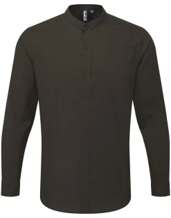 PW258 Premier Workwear Herren Hemd „Großvater“-Stehkragen langarm