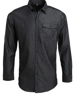 PW222 Premier Workwear Herren Jeanshemd aus 100% Baumwolle
