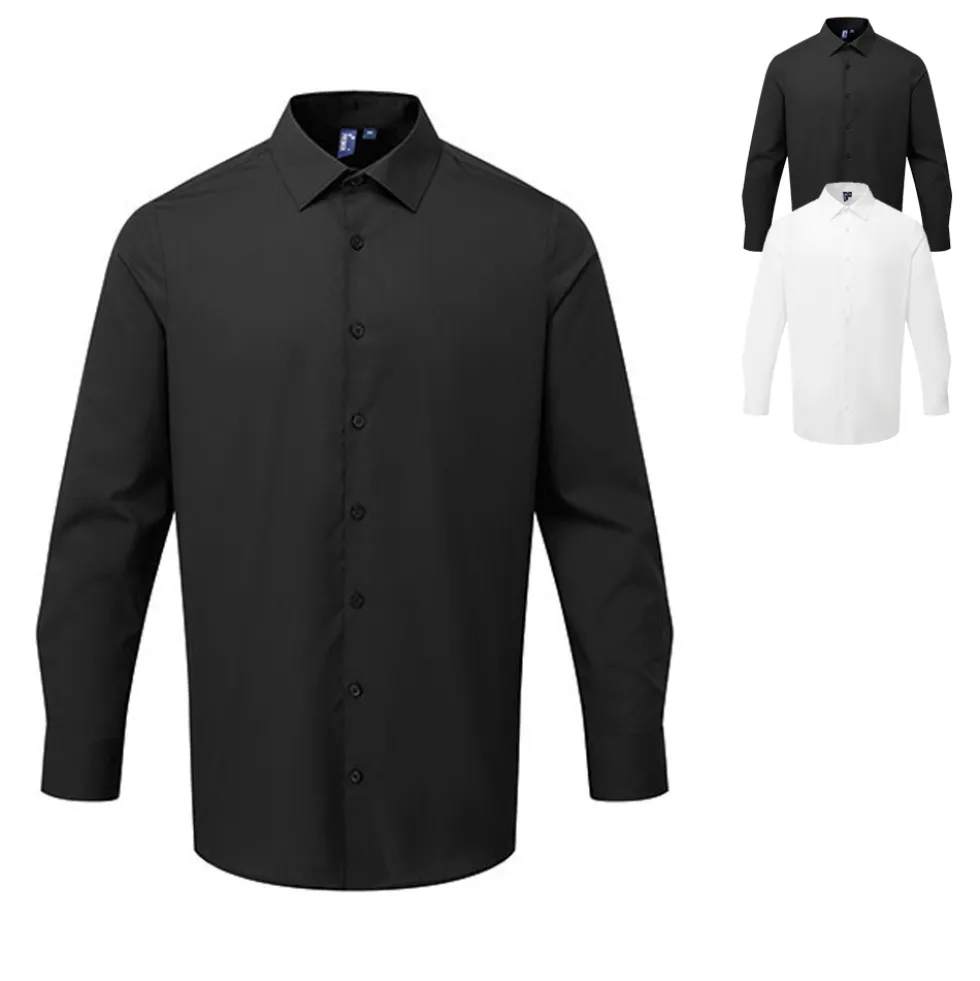 PW203 Premier Workwear Herren Poplin Hemd langarm