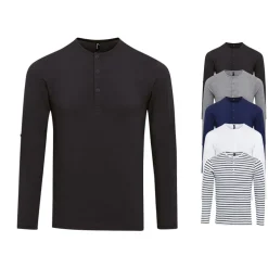 PW218 Premier Workwear Herren T-Shirt mit Krempelärmel und Knopflasche am Oberarm