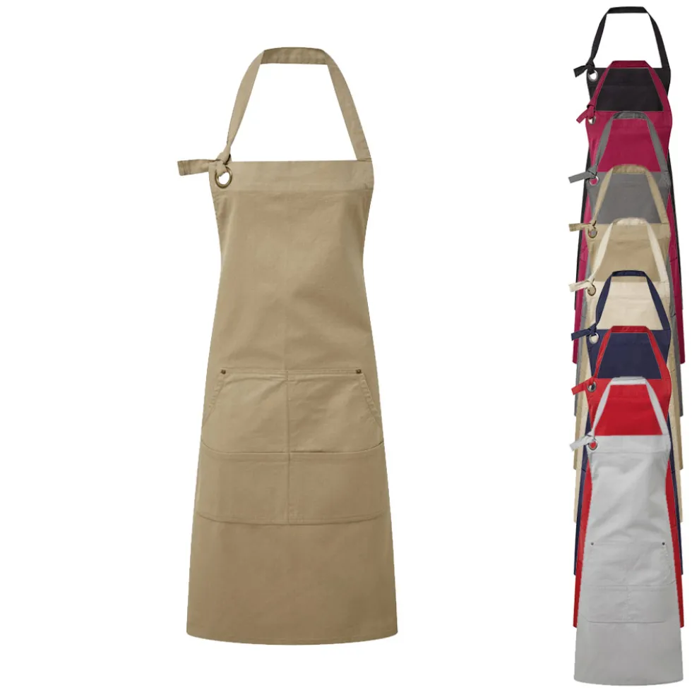 PW137 Premier Workwear Latzschürze mit vier genähten Taschenfächer